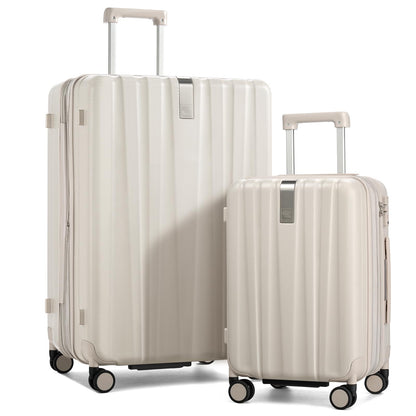 Hanke Expandable Hardshell Luggage Sets 2 Piece Extra Large Suitcases with Lock,28 Inch Luggage with Spinner Wheels, Travel Suitcase for Women Men 20 29Inch,Ivory White