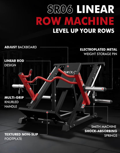 Mikolo Linear Row Machine, Rowing Machine for Home with Plate-Loaded Smith Row, Linear Bearing Back Workout Equipment for Home Gym(SR06 Pro)