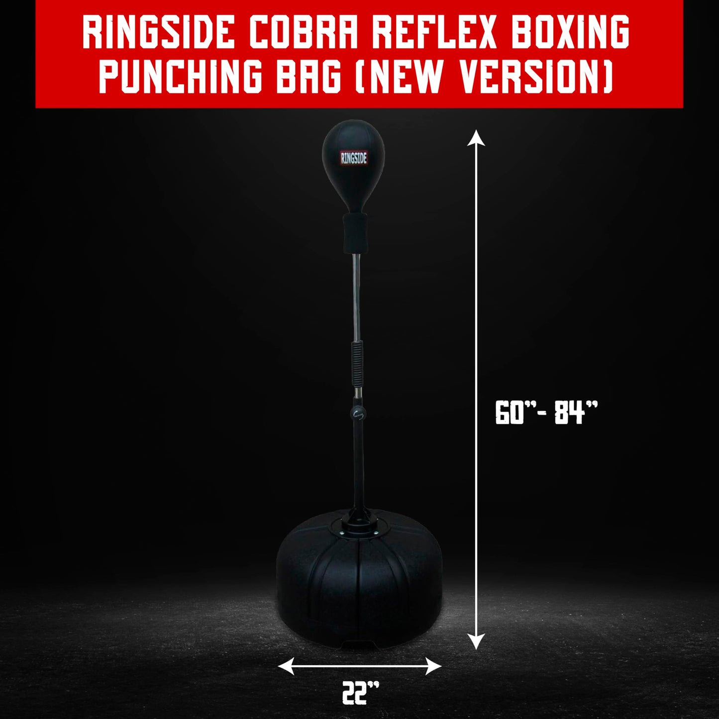 Ringside Cobra Reflex Boxing Punching Bag (New Version), Freestanding Foam-Filled Punching Bag Stand with Rapid-Rebound Spring, Ideal for Boxing, MMA, Muay Thai, and More, Adjustable Height, 60"–84"