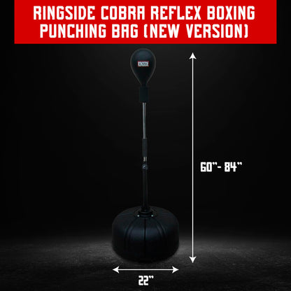 Ringside Cobra Reflex Boxing Punching Bag (New Version), Freestanding Foam-Filled Punching Bag Stand with Rapid-Rebound Spring, Ideal for Boxing, MMA, Muay Thai, and More, Adjustable Height, 60"–84"