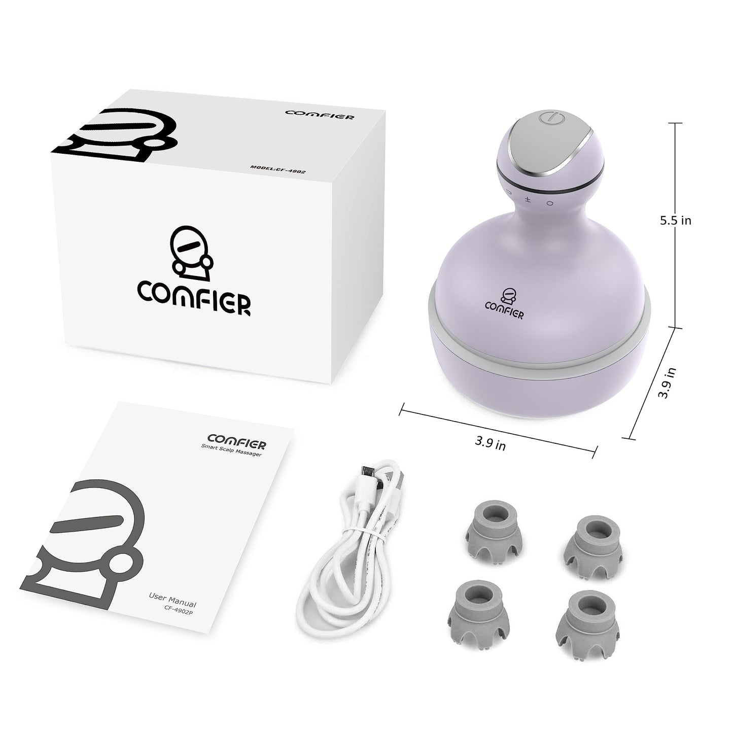 COMFIER Electric Scalp Massager with Mutlti-Modes Vibration, Portable Handheld Head Scratcher for Hair Growth,Waterproof Head Massager for Full Body,Dog Cat Massager for Deep Clean and Stress Relax