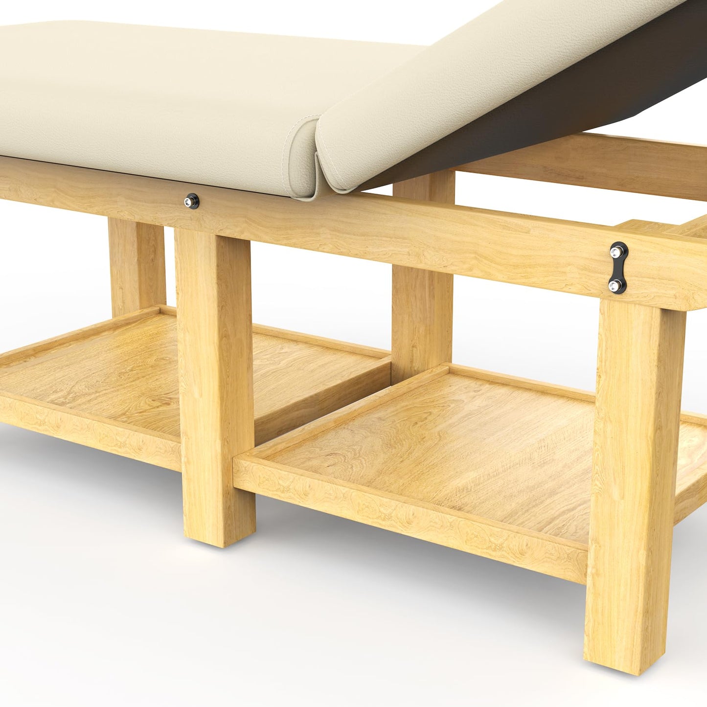 Wood Wide Stationary Massage Table for Treatment Table Physical Therapy Table Spa Facial Bed, PU Leather 31.5'' Wide 75'' Long Heavy Duty Professional Stationary Massage Bed - Beige Gray, 6-Legged