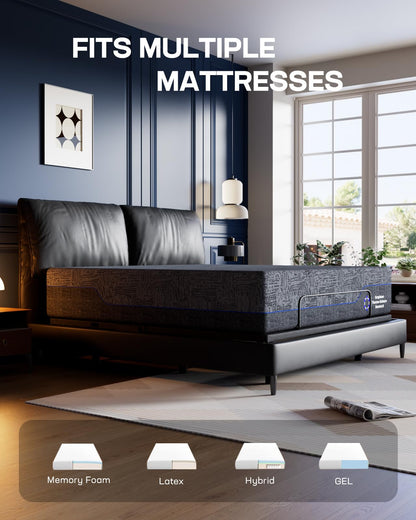 Marsail NS0 Queen Adjustable Bed Base - Smart Dual Motor Bed Frame with Wireless Remote, 3-Min Assembly, Zero Gravity & Anti-Snore Modes, Under Bed Lighting, 4 USB Ports