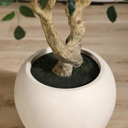 SOGUYI Ficus Tree Artificial Indoor, 8 Feet Tall Faux Ficus Tree with Round Artisan Planter, Premium Handmade, Realistic Trunk & Lifelike Leaves, Perfect for Large Spaces & Elegant Home/Office Decor