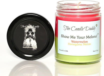 Show Me Your Melons Funny Watermelon Honeydew Scented Candle - 6 Ounce Jar
