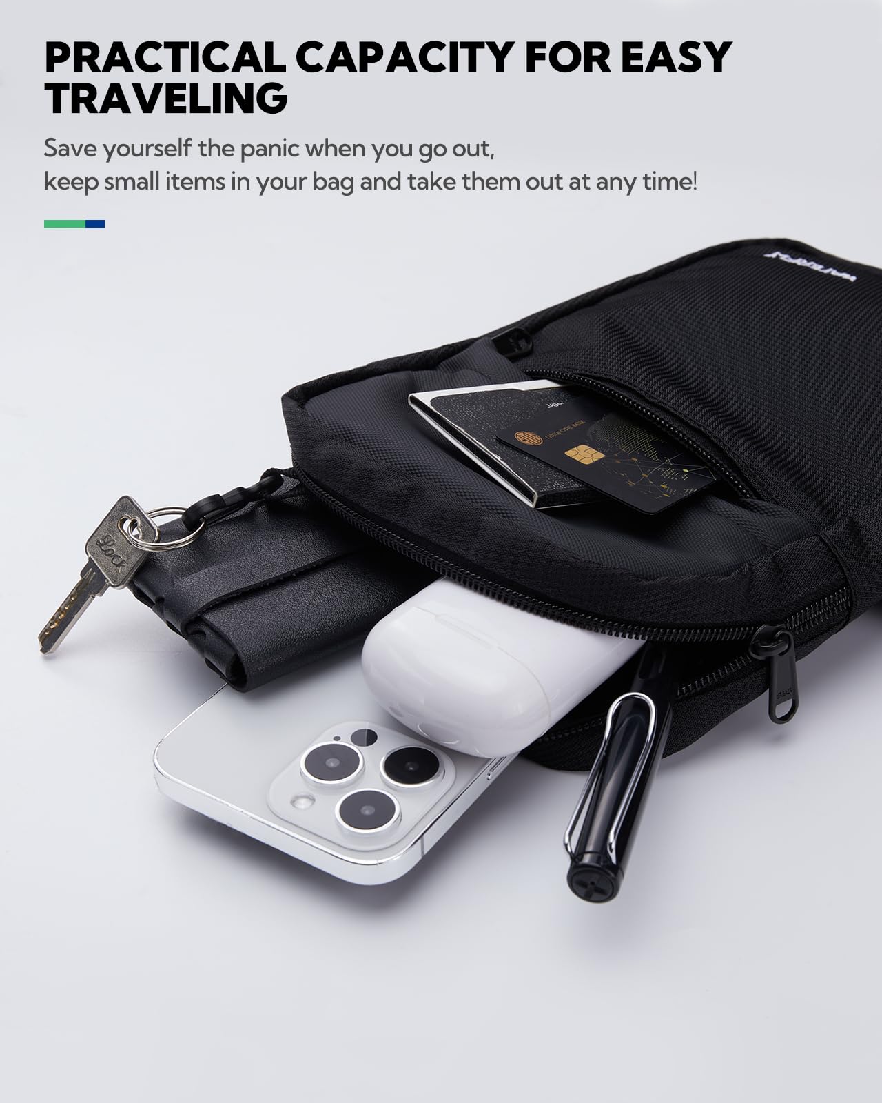 WATERFLY Crossbody Chest Sling bag: Small Shoulder Bag Crossover Cross Body Bag for Work Travelling Women Men
