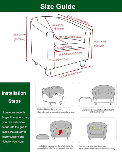 2 CRFATOP Piece Club Chair Slipcover Stretch Barrel Chair Covers Solid Tub Chair Slipcovers Soft Armchair Covers