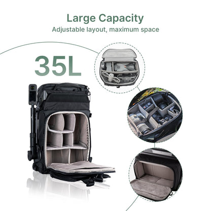 COALAX LANCER 100 Travel Camera Backpack with 96Wh Portable Power Station, Modular Hard Shell Photography Bag with Magic Arm, IPX5 Waterproof Drone Backpack Fits 16" Laptop (Black)