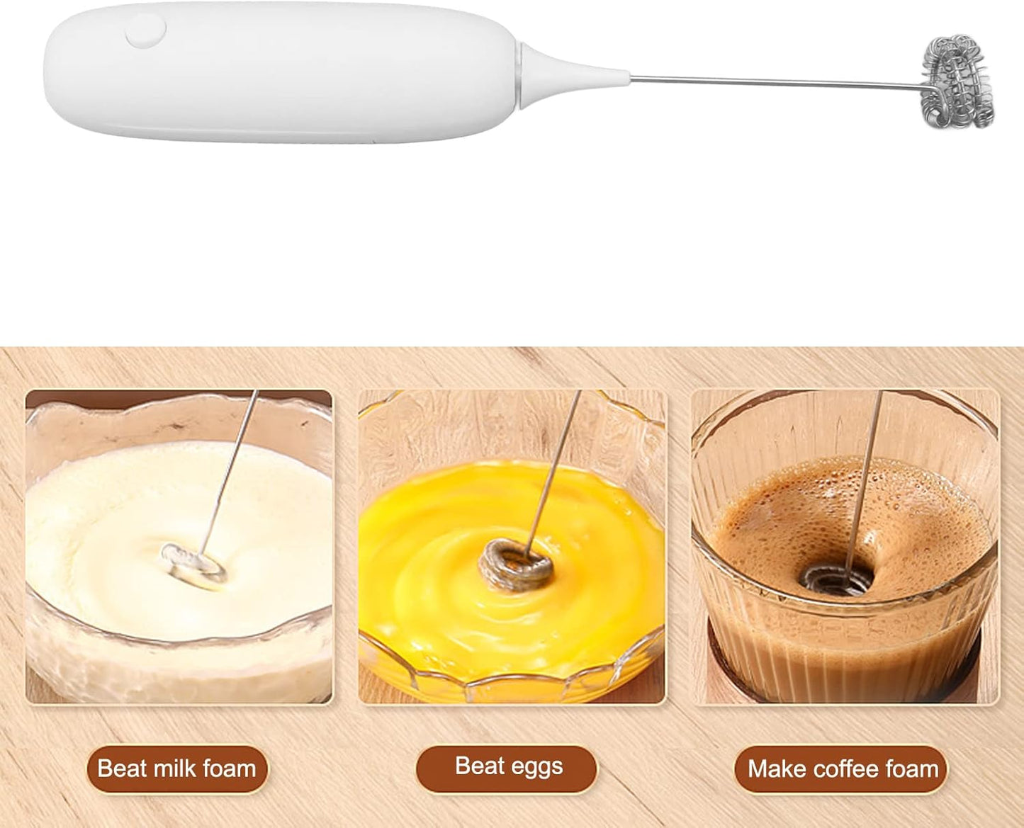 Handheld Battery Operated Milk Frother, Electric Foam Maker, Egg Beater for Coffee, Latte, Hot Chocolate, Mini Drink