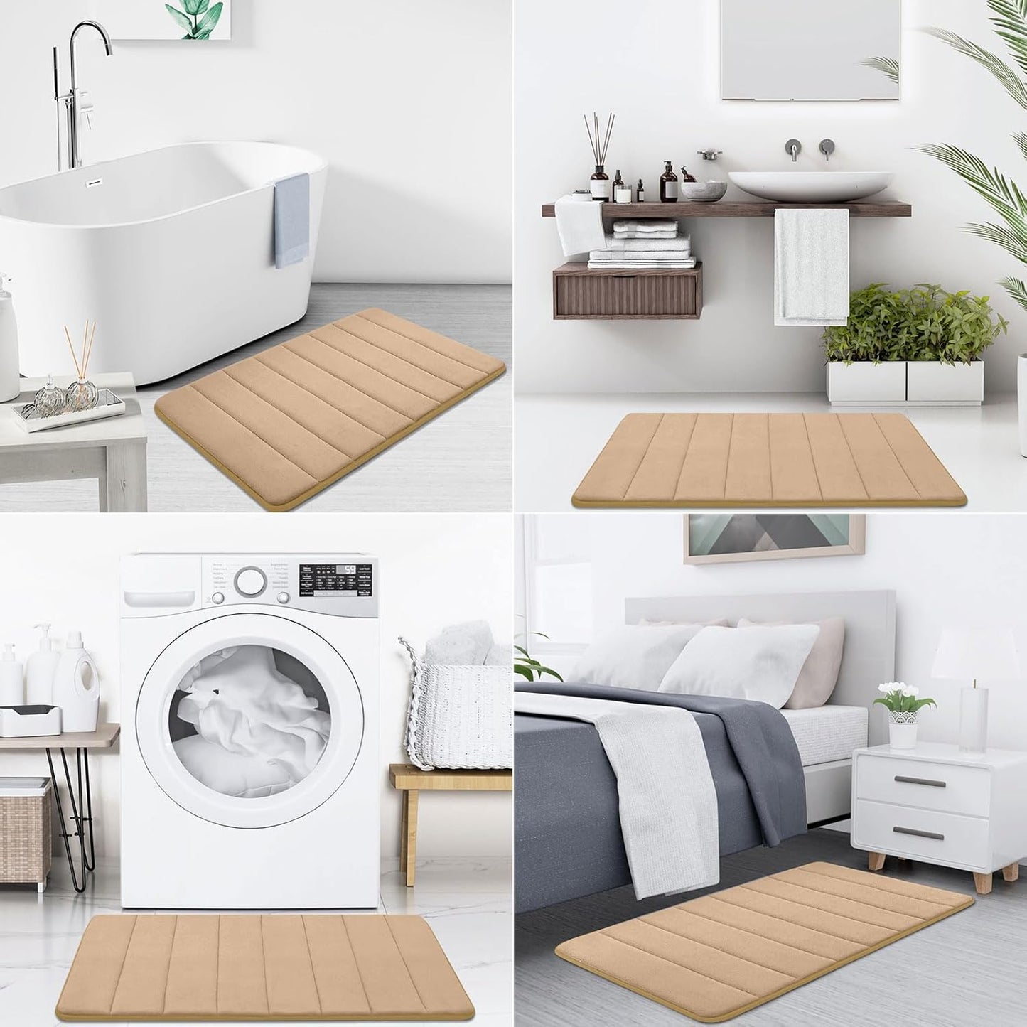 Buganda Memory Foam Bath Mat Rug, 59" x 17", Ultra Soft Non-Slip Water Absorbent Machine Washable Bath Rug