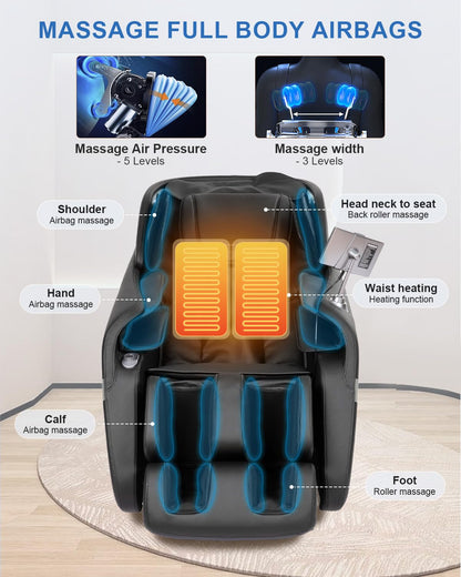 RELX 2026 Massage Chair Full Body, Zero Gravity Airbag Shiatsu Massage Chair with SL-Track, Heating, AI Control, Body Scan, 13 Modes, Foot Rollers, and Deep Yoga Stretch (Black)