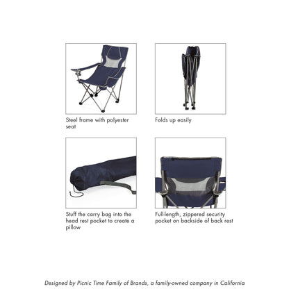 Picnic TIME NCAA Georgia Tech Yellow Jackets Campsite Camping Chair, Picnic Chair, Outdoor Folding Chair with Carry Bag, Beach Chair, (Black with Gray Accents), 23 x 18 x 36