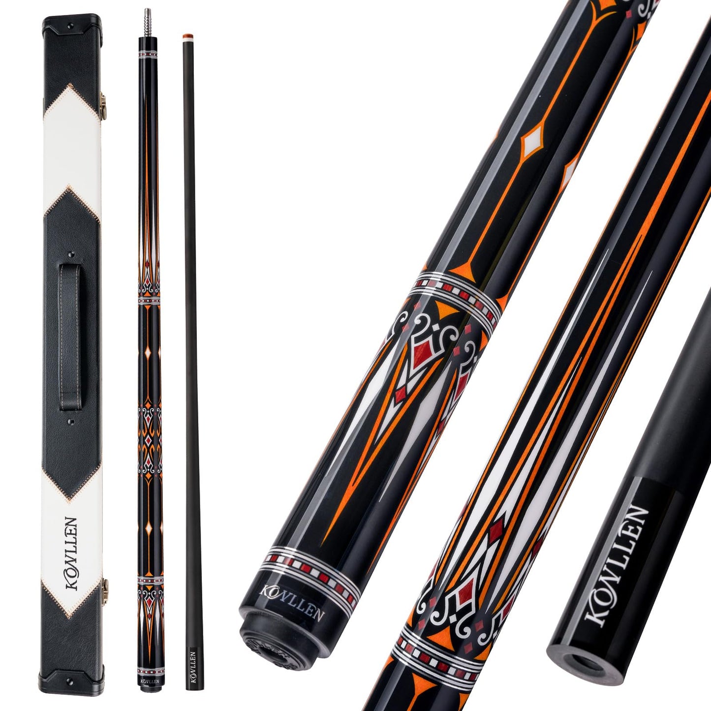 KONLLEN 2.0 Carbon Fiber Pool Cue with Professional Taper | Low Deflection Billiard Stick | Ultra-Smooth Shaft for Adult & League Players