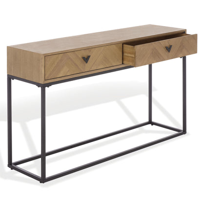 SAFAVIEH Couture Collection - Sherriandra Natural & Black Metal Console Table with 2 Drawers, Modern Accent (SFV3010A)