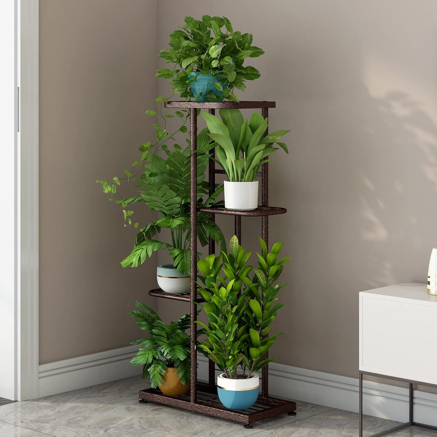 4 5 (4 5 LINZINAR Plant Stand Metal Tier Potted Multiple Flower Pot Holder Shelf Indoor Outdoor Planter Display