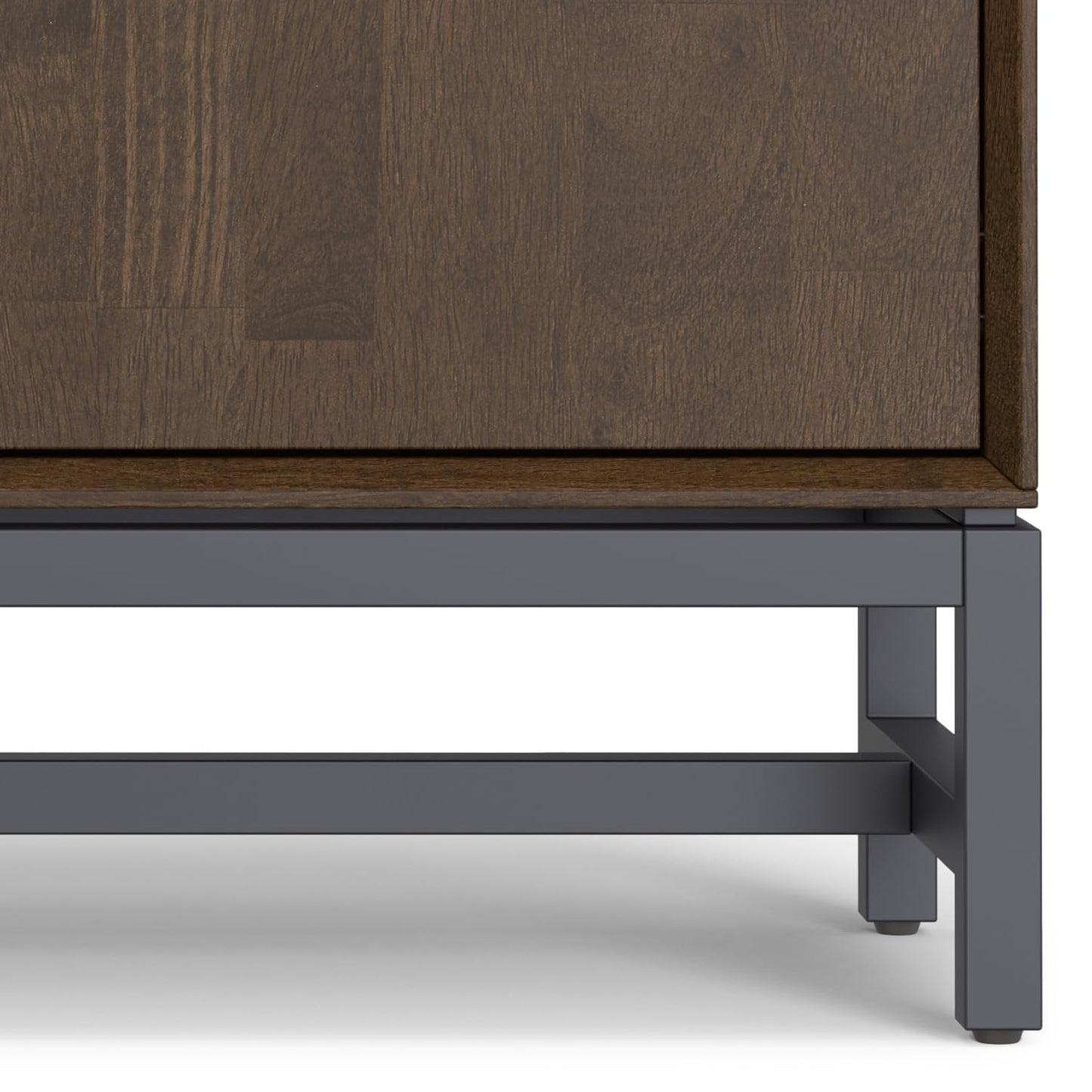 SIMPLIHOME Banting SOLID HARDWOOD 36 inch Wide Modern Industrial Entryway Storage Cabinet in Walnut Brown for the Living Room, Entryway and Family Room