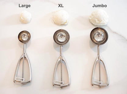Jenaluca Jumbo Ice Cream Scoop - 18/8 Stainless Steel Cupcake and Muffin Scooper - 1/2 Cup Disher Size #8 for Icecream, Batter & Food Portions