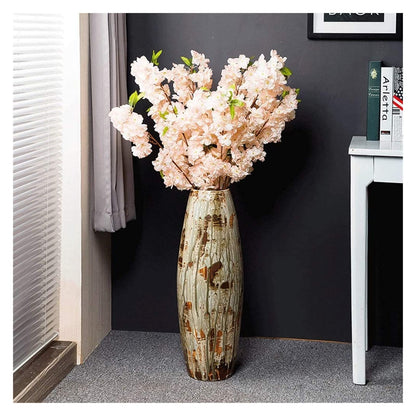Sculpture Vase Vase Ceramic Decoration Handcrafted Simulation Flower Dry Flower Retro Living Room Flower Arrangement ZHAOSHUNLI Crafts
