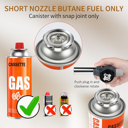 Butane Torch JDHON Compact Kitchen Torch with Adjustable Flame for Cooking, Baking, Soldering, BBQ, Creme Brulee