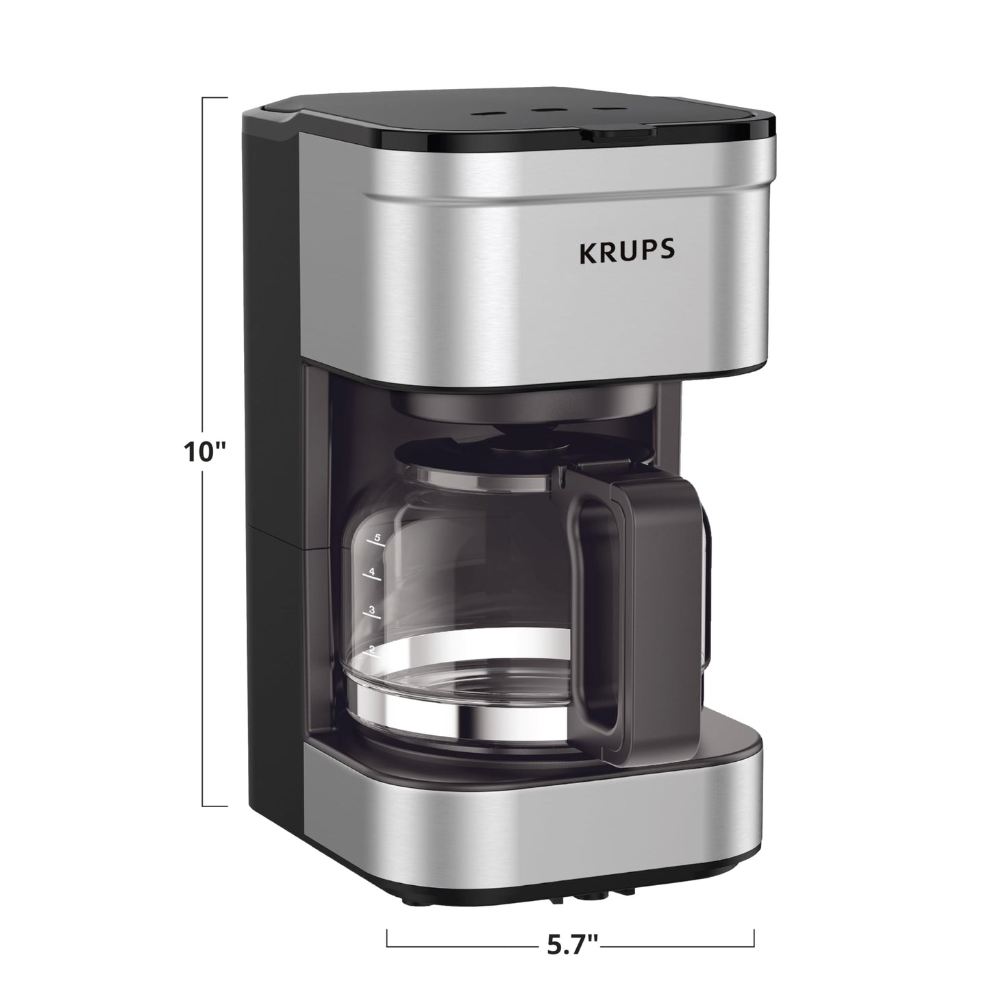 KRUPS Simply Brew Compact 5 Cup Coffee Maker: Stainless Steel Design, Pause & Brew, Keep Warm, Reusable Filter, Drip-Free Carafe
