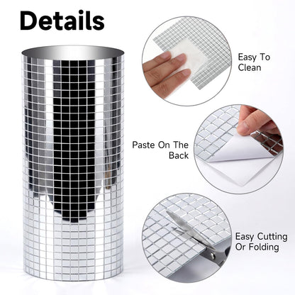 Yuanan 12000 PCS Disco Ball Mirror Tiles, 5×5 Mm Self Adhesive Mirror Mosaic Tiles Bulk Glass Mosaic Stickers Extra Sticky for Flower Pots, Glassware, Cups, DIY Crafts, Party and Home