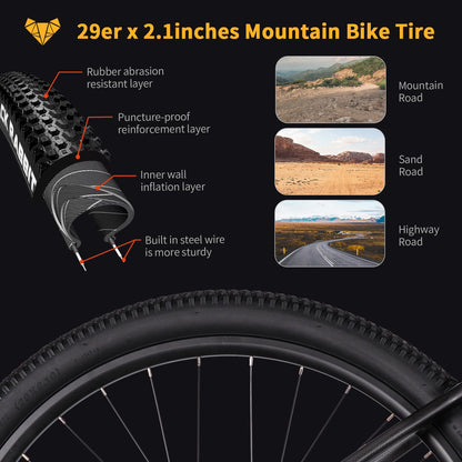 TRIFOX Carbon Fiber Mountain Bike with Shimano M6100 Deore Groupset 12-Speed,Carbon Fiber Frame,Hydraulic Fork 130mm Travel,29er Mountain Bike for Adult 17/19 inch (Obsidian Yellow, 29er * 19 inch)