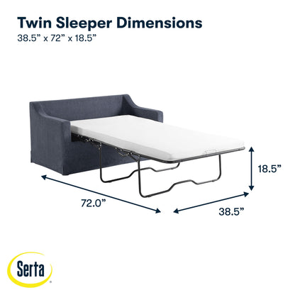 Serta® Harper 53.3” Twin Pullout Sofa Bed, Easy Assembly, USB Power Ports, Soft Modern, Sloped, Woven Fabric