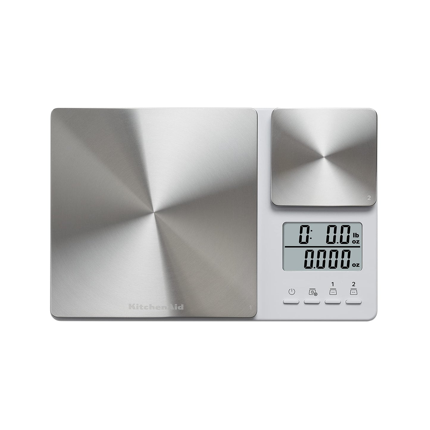 KitchenAid KQ909 Dual Platform Digital Kitchen and Food Scale, 11 Pound Capacity and Precision 16oz Capacity, White with Stainless Steel