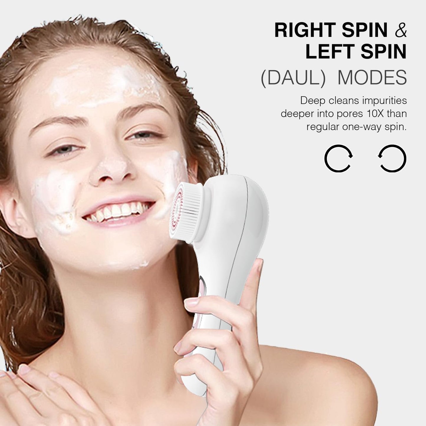 Face Scrubber Exfoliator,Facial Cleansing Brush Rechargeable IPX7 Waterproof with 5 Brush Heads,Electric Face Spin Brush for Exfoliating, Massaging and Deep Cleansing