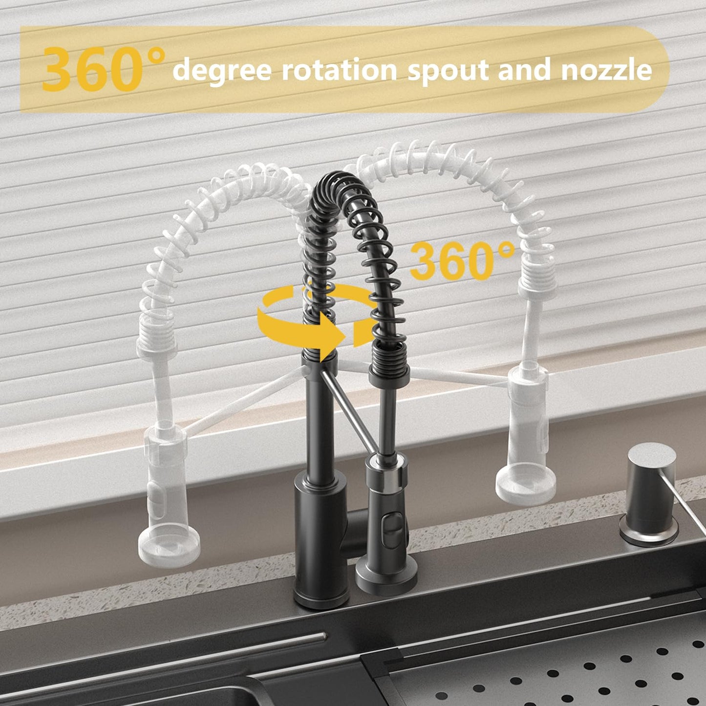 32x19 Black Drop-in Kitchen Sink: Deep Single Bowl Stainless Steel Workstation with Faucet & Accessories Combo for Family Kitchen—Scratch Resistant & Noise Reducing