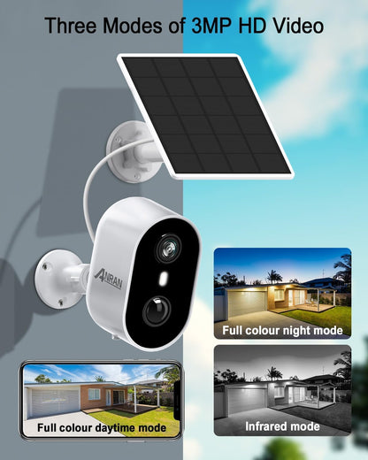 ANRAN 5MP Solar Security Cameras Wireless Outdoor for Home Security, Color Night Vision WiFi Surveillance Home Camera with Solar Panel, Spotlight, PIR Detection, 2-Way Talk, 2 Packs