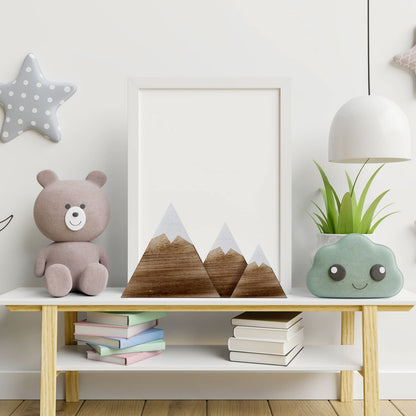 Maitys 3 Pcs 3 Size Mountain Shelf Decor Mountain Wooden Sign Farmhouse Wood Adventure Sign Woodland Nursery Decor Travel Table Centerpiece for Home(Dark Brown)