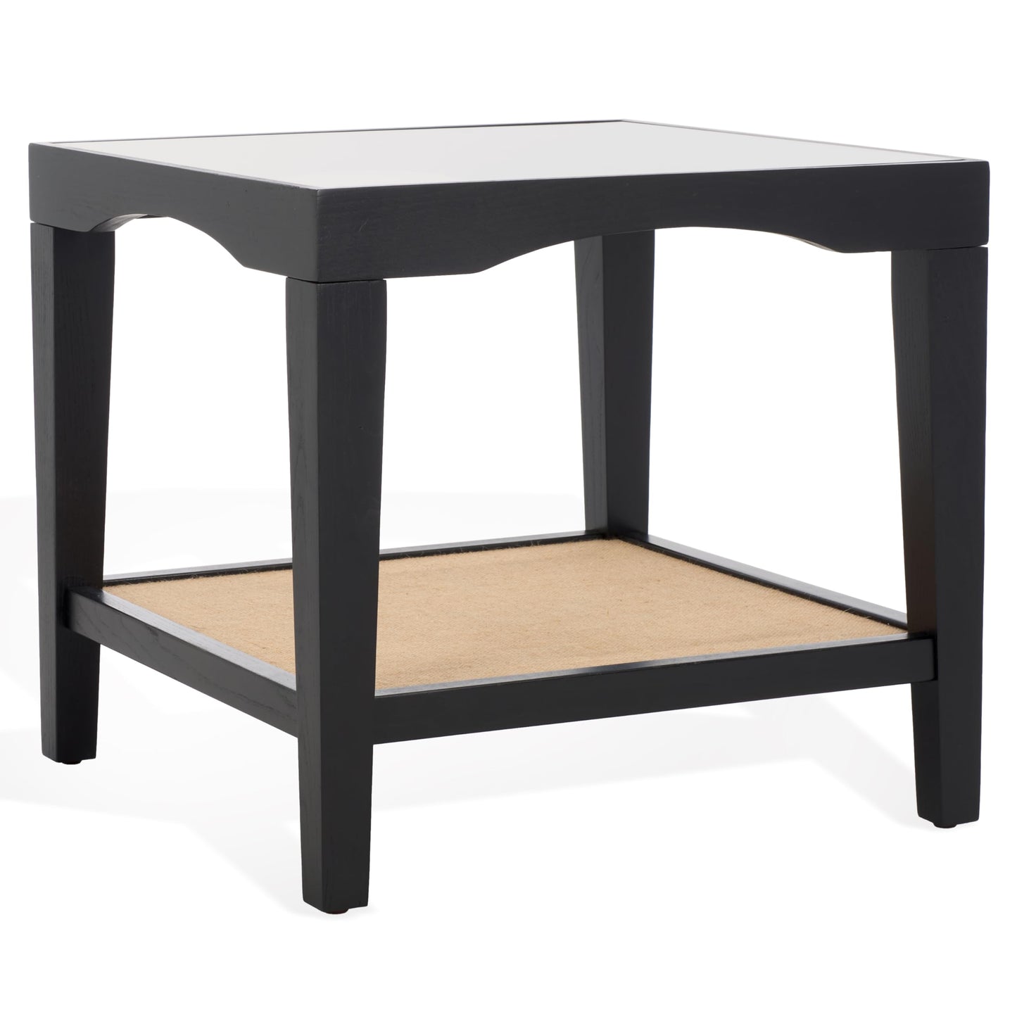 SAFAVIEH Couture Collection Nicolella Black Square Glass & Linen Accent Table