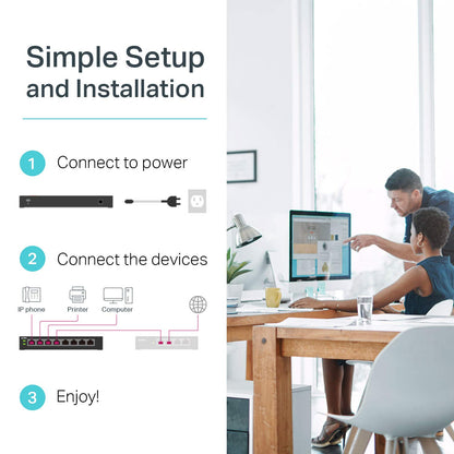 TP-Link 8 Port Gigabit PoE Switch | 8 PoE+ Ports @126W | Plug & Play | Limited Lifetime Protection | Desktop/ Rackmount | Prioritized Power Supply | Sturdy Metal | Shielded Ports (TL-SG1008MP)