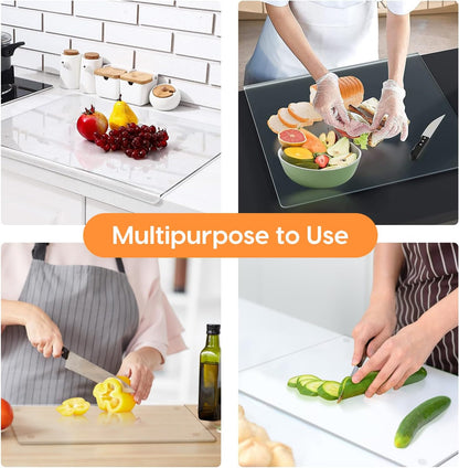 Acrylic Cutting Board with Counter Lip, 17" x 13" Clear Non-Slip Cutting Board for Kitchen Countertop Protection