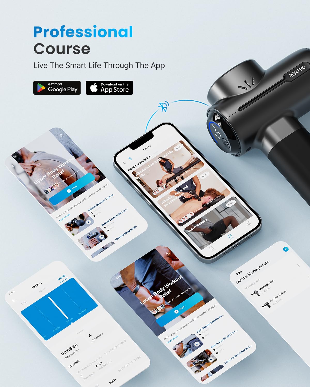 RENPHO Massage Gun Deep Tissue, Portable Percussion Massager for Back and Neck, Gifts for Men and Women, Handheld Device with Carry Case, Active Green