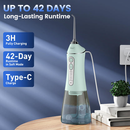 Water Flosser for Teeth Cleaning and Flossing, 5 Modes Rechargeable Cordless Oral Irrigator 320ml Water Tank Teeth Cleaner, IPX7 Waterproof Portable Electric Dentel Flossers for Home and Travel,Pink