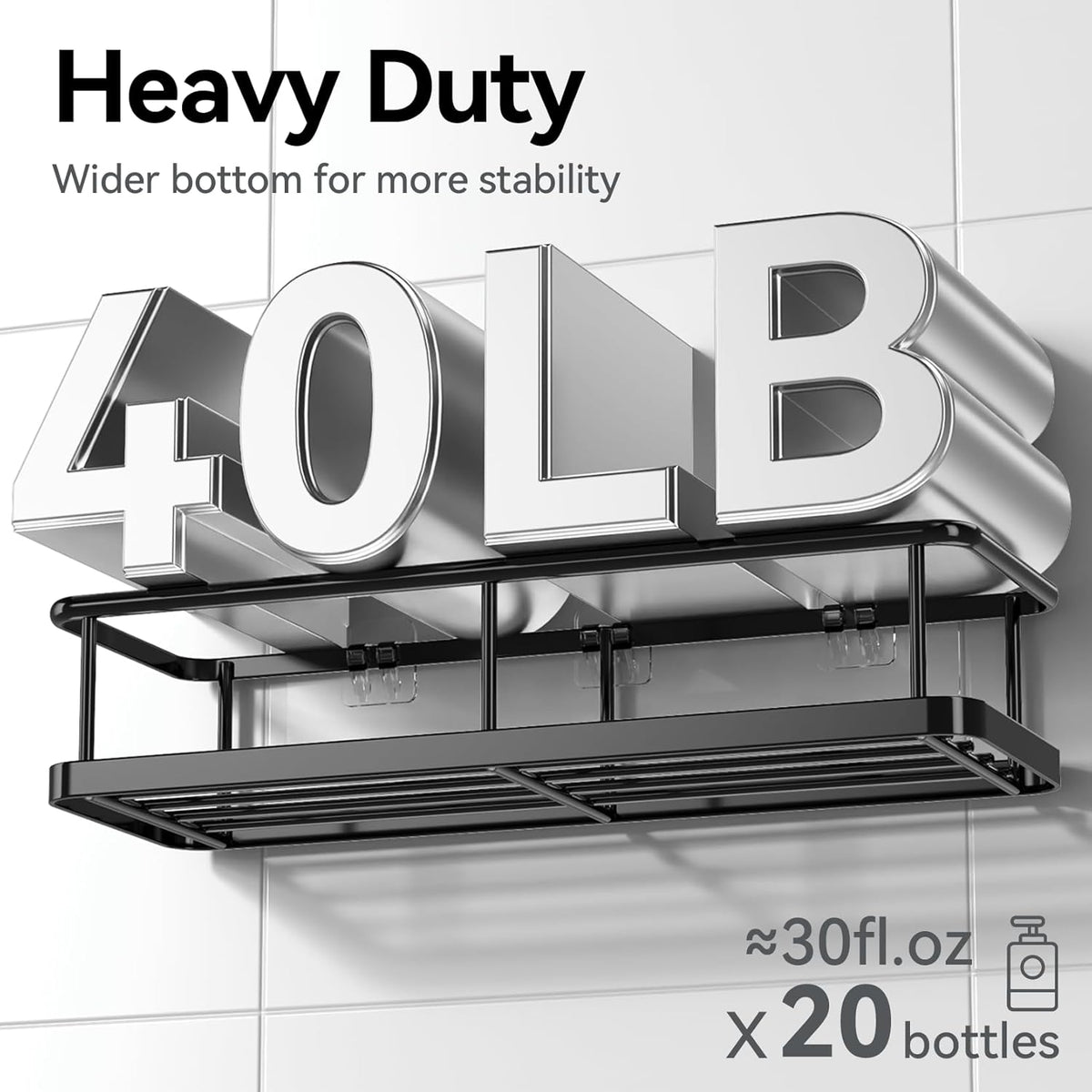 YASONIC Shower Caddy | Rustproof Adhesive Shelves for Easy Bathroom Organization | 6-Pack XXL Size