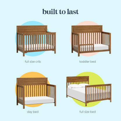 daVinci Autumn 4-in-1 Baby Crib Convertible to Toddler Bed, Daybed, Full-Size Bed - Easy Assembly - GREENGUARD Certified - 4 Adjustable Mattress Heights - Conversion Kit Sold Separately, Chestnut