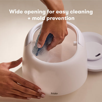 Frida Baby 3-in-1 Cool Mist Humidifier for Large Rooms, Top Fill Humidifier for Bedroom, Allergy Relief, 60 Hour Runtime + Nightlight, Auto Shut-Off, Quiet, Carry Handle, Essential Oil Diffuser