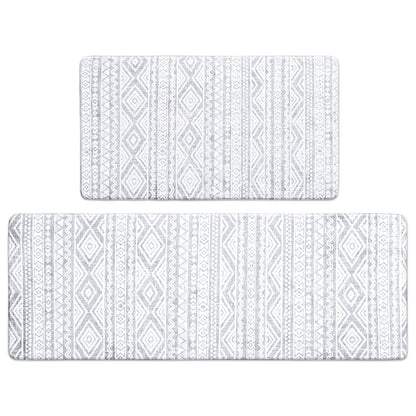 FRESHMINT Anti Fatigue Kitchen Mats for Floor 2 Piece Set, Waterproof & Non-Skid Boho Kitchen Rugs, Cushioned Kitchen Mat for Standing Washable Comfort Desk Kitchen Runners, 17x30+17x47