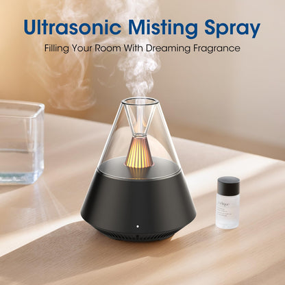 Essential Oil Diffuser, Modern Style Aromatherapy Aroma Diffusers with Candle Light, Fragrance Ultrasonic Cool Mist Humidifier, Remote Control, Auto Shut-Off, for Home Living Room Office