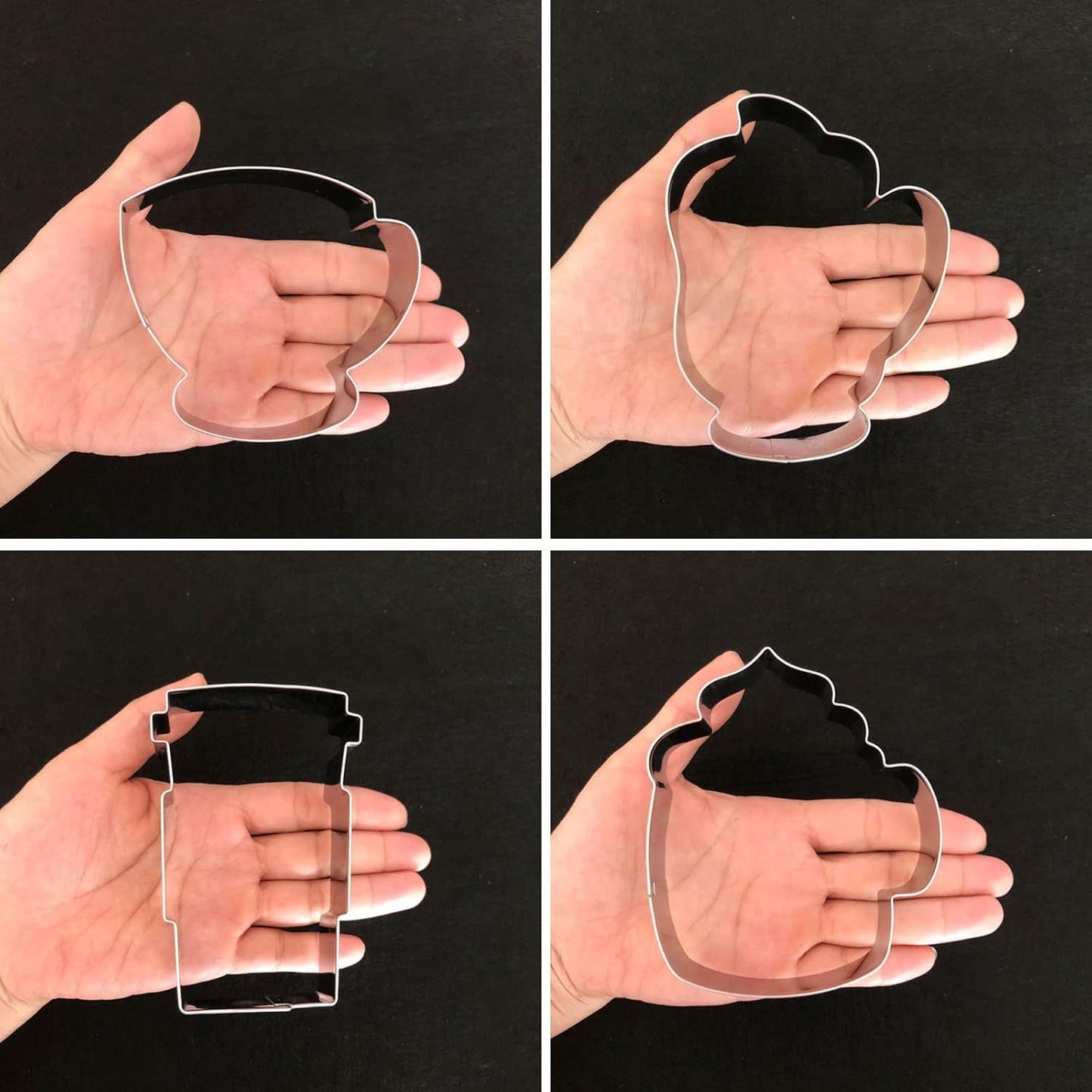Large Coffee Cup Cookie Cutter Set - 4 Piece Coffee Mug, Hot Cocoa Mug, Teacup Cookie Fondant Biscuit Cutters