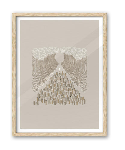 iHery Natural OAK Wood Jesus and Peter Walk on Water Framed Wall Art, 12x16 in Modern Sketch Bible Verses Canvas Art Decor, Beige Logs Boho Scripture 1Pack for Living Room Bedroom