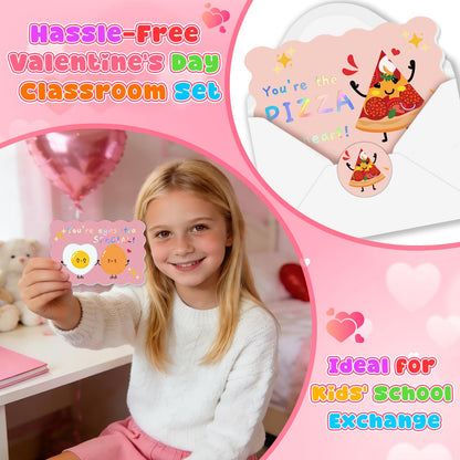 36 Pack Valentines Day Cards for Kids School, Gold Foil 4.7x3.2in Cute Classroom Cards with Envelopes & Stickers, 9 Fun Designs for School Exchange, Perfect for Kids, Friends, and Valentine’s Day Parties