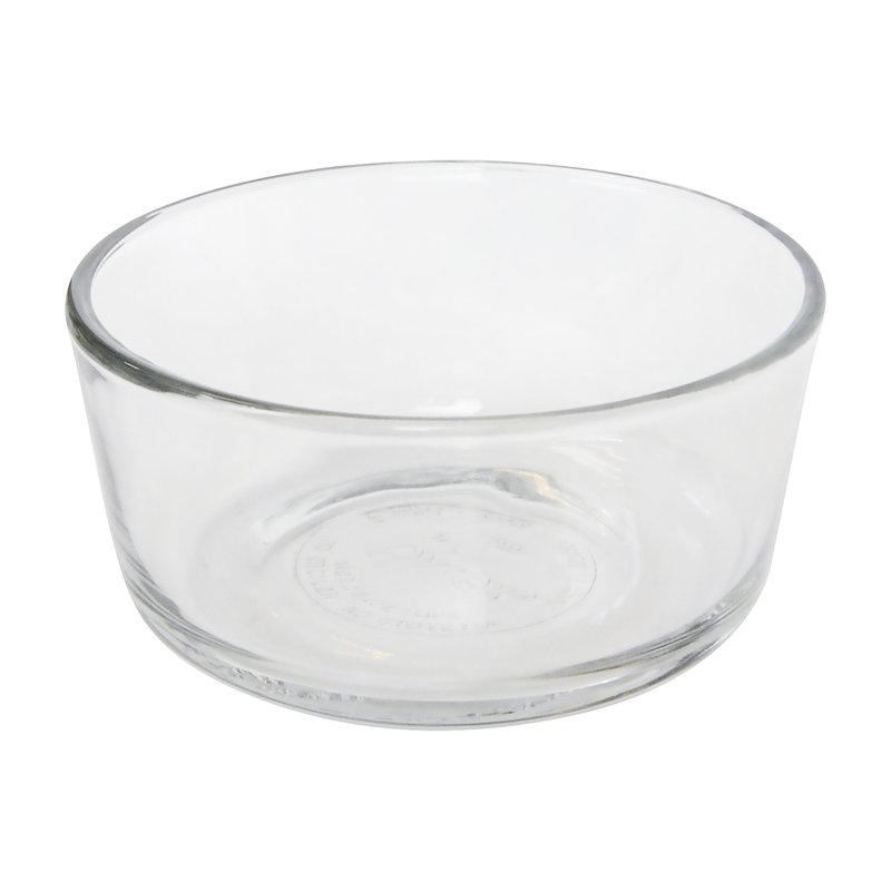 Pyrex 7200 2 Cup Glass Bowls & 7200-PC Sleek Silver Food Storage Replacement Lids (4-Pack) - Made in USA