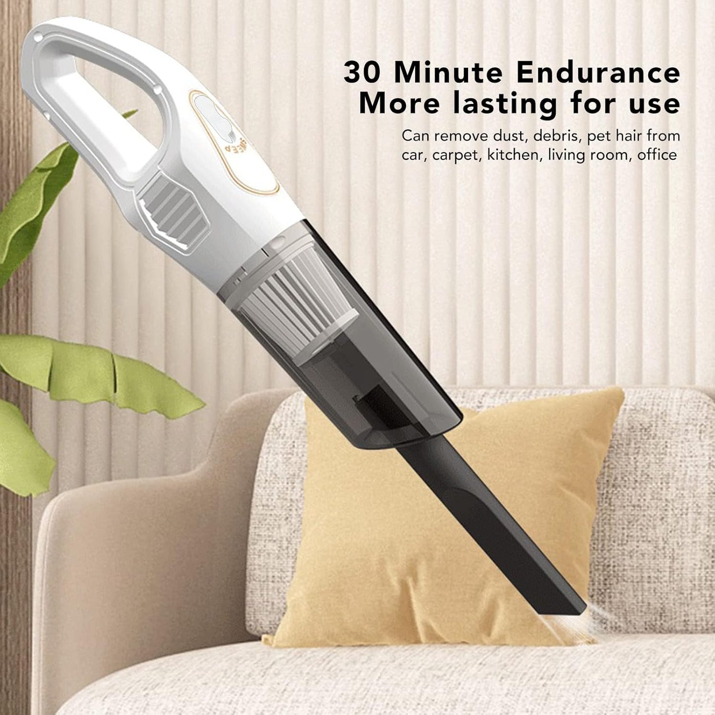 Handheld Vacuum, Cordless Car Hand Vacuum Cleaner, 120W 10000PA Mini USB Rechargeable Wireless with 3 Accessories