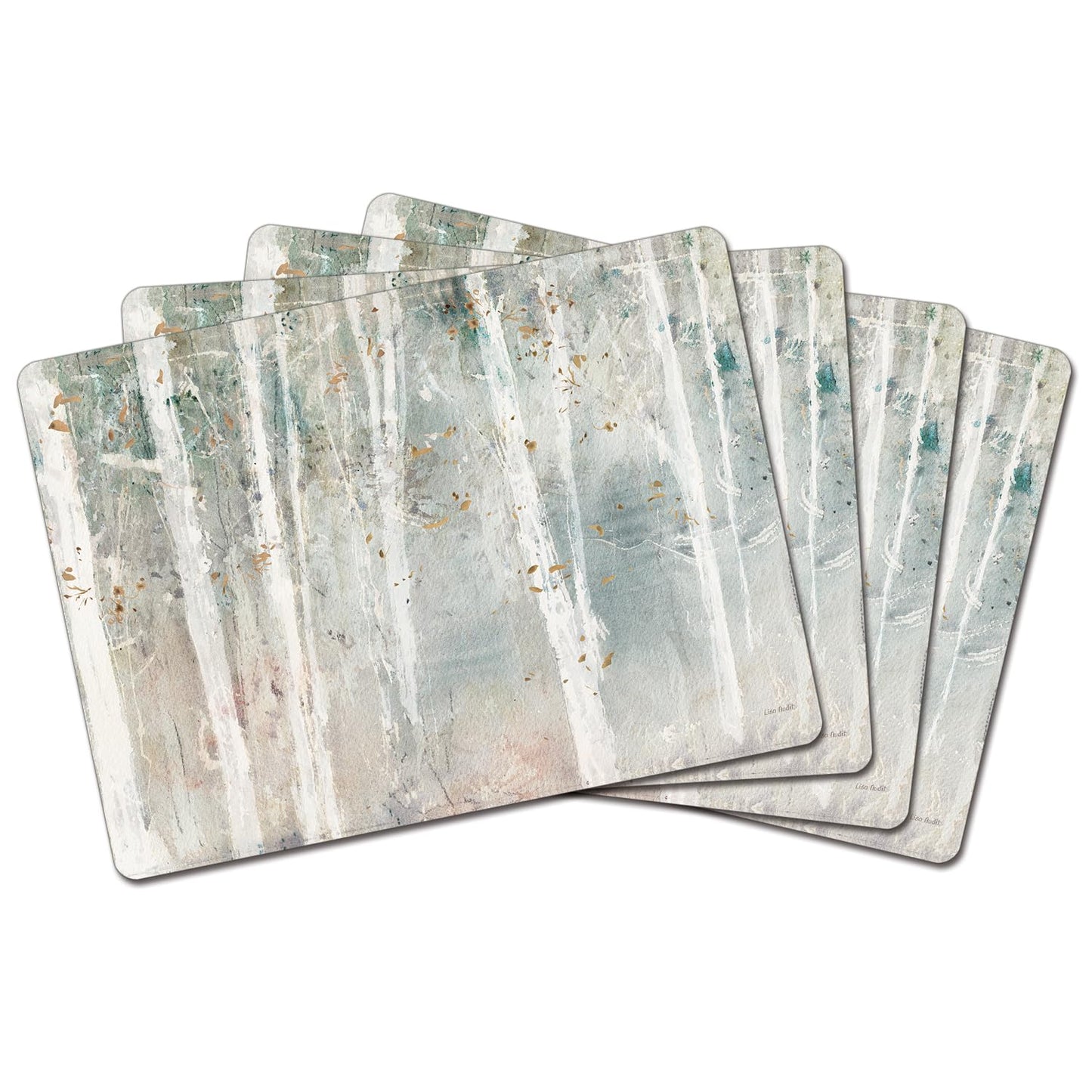 Cala Home Woodland Walk Premium Decorative Hardboard Tabletop Placemats 4-Pack Manufactured in the USA Heat Tolerant and Easily Wipes Clean