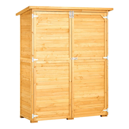 VEVOR Outdoor Storage Shed, Large Wooden Outside Storage Cabinet with Waterproof Roof and Metal Frame, Double Lockable Doors Garden Tool Shed Storage House Cabinet with Shelves, 55.1"x23.6"x67.5"