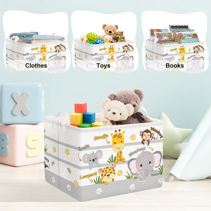 Clastyle Collapsible Cute Animal Zebra Kid Book Toy Storage Basket Tiger Lion Clothes Nursery Hamper for Bedroom Bathroom, 36L Yellow Tiger